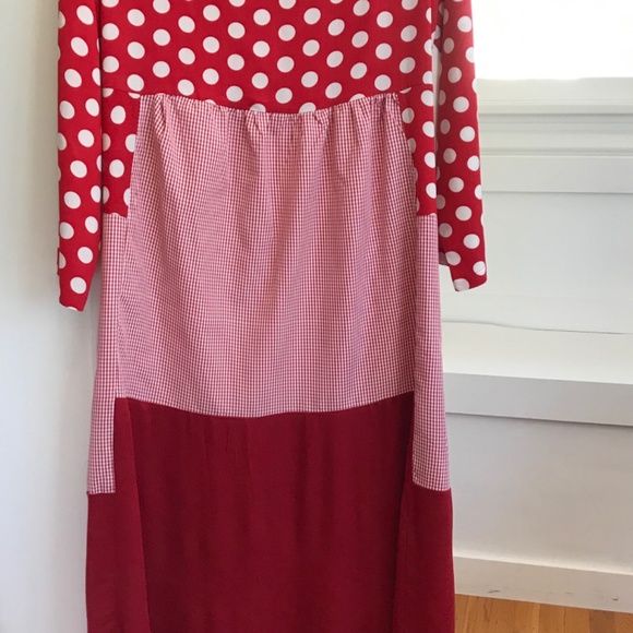 IZURIA Polka Dot Gingham Check Maxi Dress Red and White Women’s Plus Size 1X - Picture 3 of 16